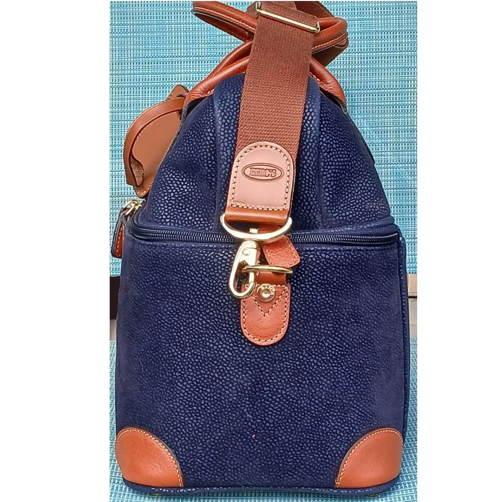 Bric's Dark Ocean Blue - Blue and Brown - Tuscan Train Beauty Case - Travel Bag - Picture 5 of 14